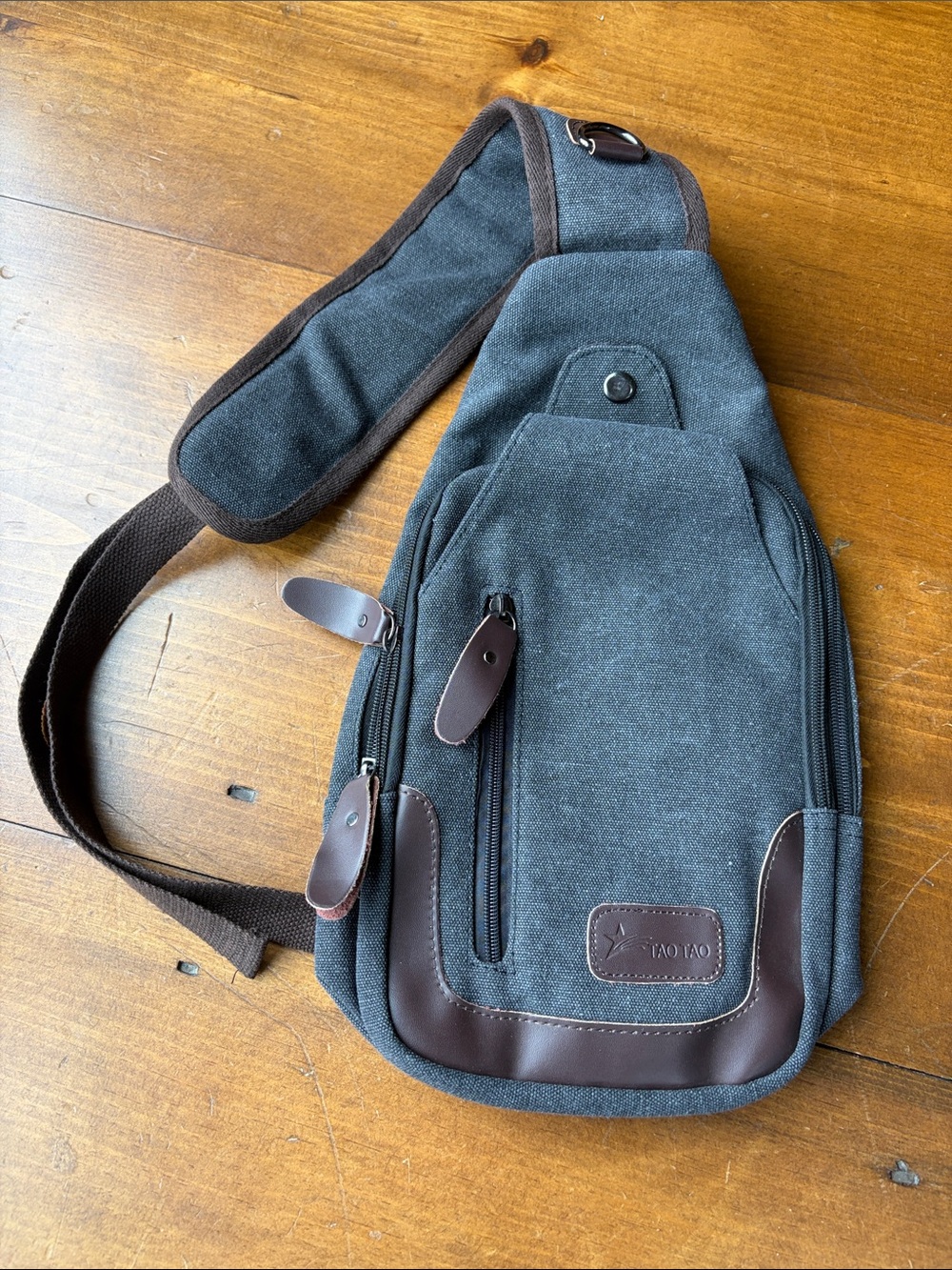 Taotao Besy Messenger Sling Bag Gray Canvas